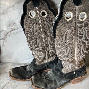 Hondo men’s Two-Tone Cowboy Boots - Black and Taupe